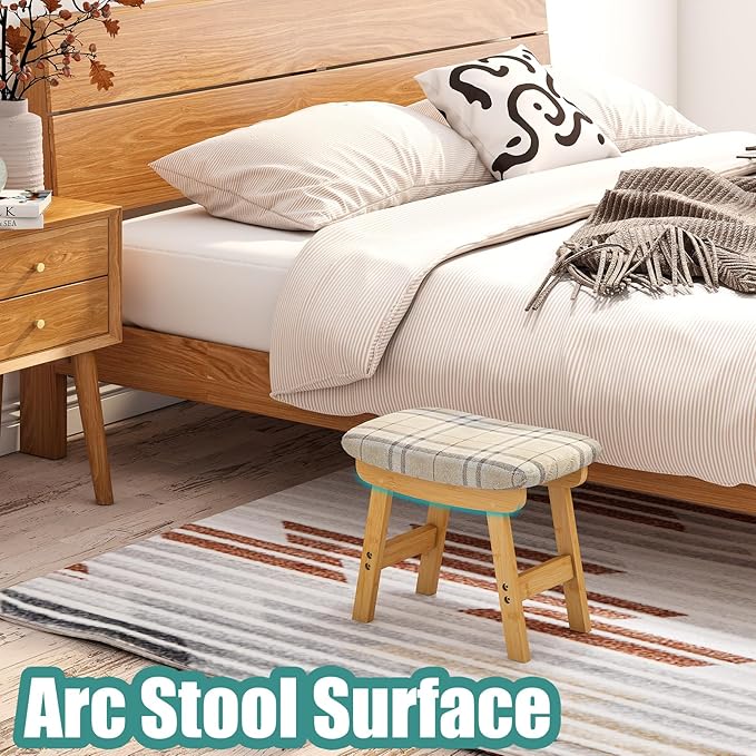 viewcare Foot Stools Ottoman, Small Soft Footrest Ottoman with Wood Legs, Sofa Footrest Extra Seating for Living Room Entryway Office