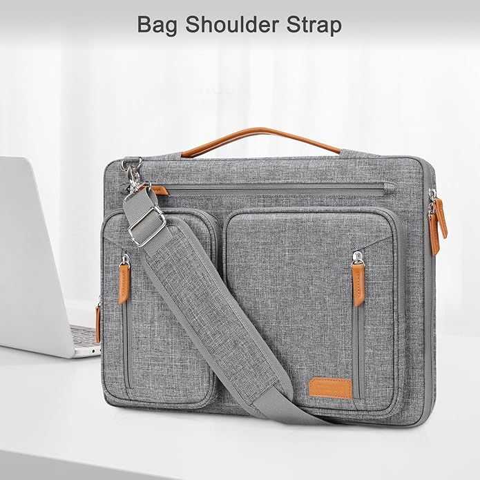 MOSISO 360 Protective Laptop Shoulder Bag, Computer Bags, Side Open Messenger Bag with 5 Accessory Pockets & Belt