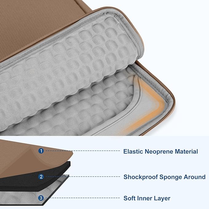 MOSISO Laptop Case 13.3 inch, 13-13.3 inch Laptop Sleeve with Handle Compatible with MacBook Air/Pro 13/Pro 14 M5 M4 M3 M2 M1,HP Dell ASUS Lenovo, Polyester Multifunctional Computer Bag, Brown
