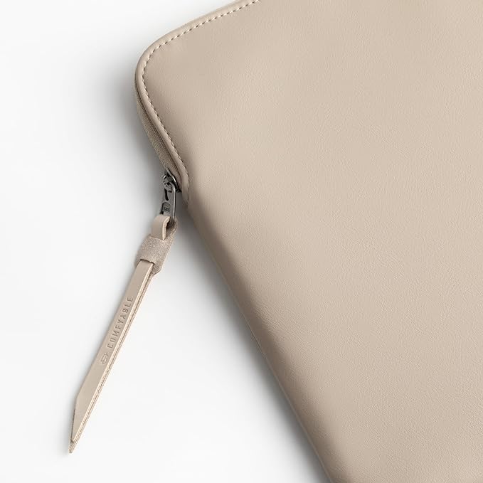 Comfyable Leather Laptop Sleeve Compatible with 16 Inch MacBook Pro M5 Pro/Max & 15 Inch MacBook Air M5 2026 (Loose Fit), Dark Beige