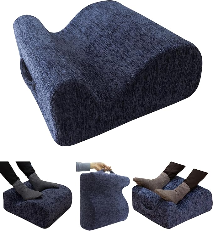 Ergonomic FootstoolTwo-Way Tilt Design with Heel & Arch SupportWide Non-Slip Foam Footrest with 3-Point Support, Removable Washable Cover for Office/Home, for Prolonged Sitting & Under-Desk Use