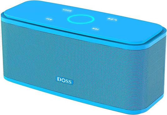 DOSS SoundBox Touch Wireless Bluetooth Speaker-12W HD Sound with Rich Bass, IPX5 Waterproof, 20H Playtime, Handsfree, for Gatherings, Home, Office, Outdoor, Travel-Blue