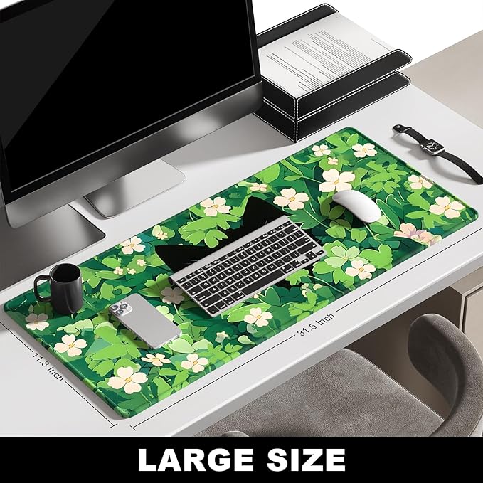 Large BOSOBO Gaming Mouse Mat, XXL, 31.5 x 11.8 Inches, Anime Grass Cat