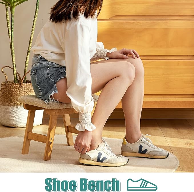 viewcare Foot Stools Ottoman, Small Soft Footrest Ottoman with Wood Legs, Sofa Footrest Extra Seating for Living Room Entryway Office