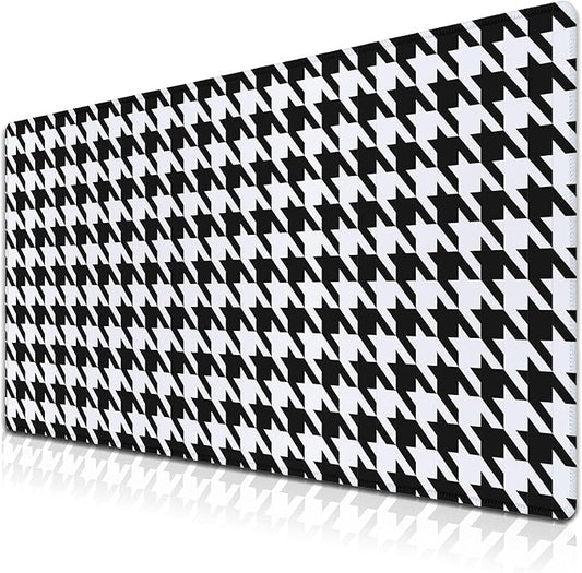 Gaming Mousepad Black and White Desk Mat for Desk Big Mouse Pads Keyboard Pad Home Office Decor Waterproof Non-Slip Rubber Base 35.4" X 15.7" for Game Office, Houndstooth Pattern