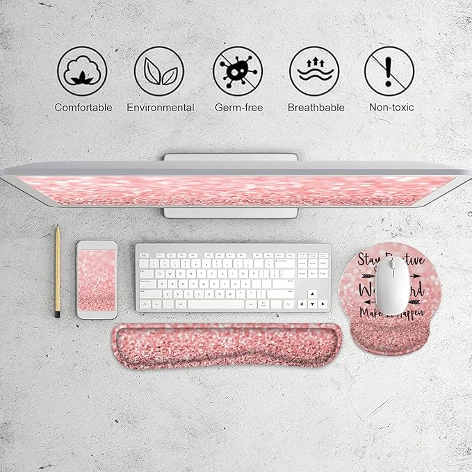 LATEEFAH Mouse Pad with Wrist Rest, 3-in-1 Gaming Mouse Pad, Keyboard Wrist Rest, Ergonomic Memory Foam Mousepad with Wrist Support for Computer Keyboard