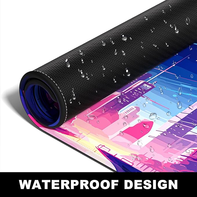 BOSOBO XXL Extended Gaming & Desk Pad, Full Cover 31.5 x 11.8 Inches - Anime Tokyo Cyberpunk