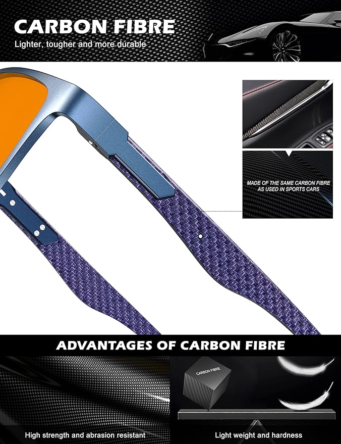 ANYLUV Carbon Fiber Reading Glasses for Men Women, Blue Light Blocking Computer Readers, Anti Glare Spring Hinge