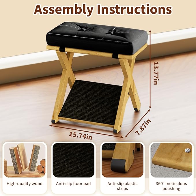 Wooden Office Foot Rest Under Desk Adjustable Height, Foot Rest for Changing Sitting Posture in The Office (Pine Wood)