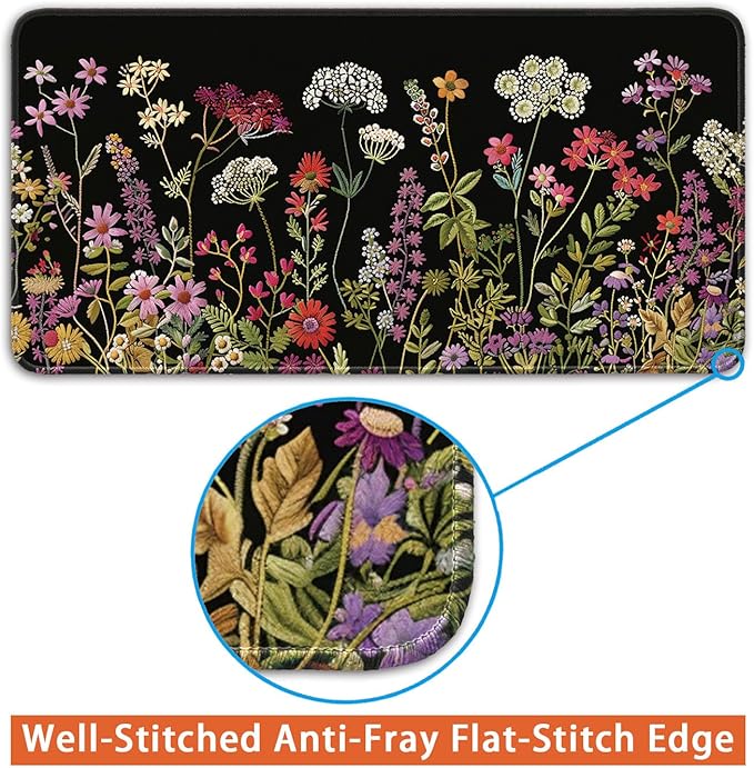 Desk Pad Protector, Office Desk Mat, Large Mouse Pad, Non-Slip Desk Blotter, 23.6x11.8 inch, Watercolor Flower