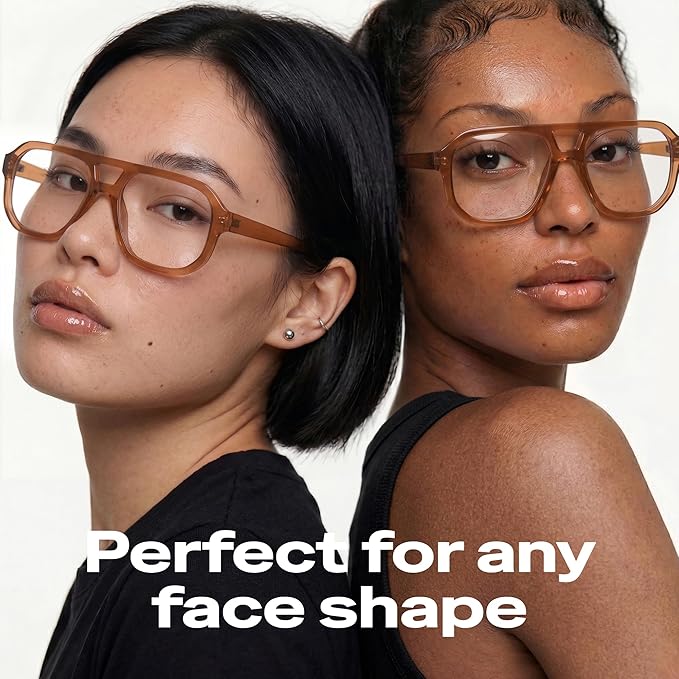 livho Retro Aviator Blue Light Blocking Glasses for Women Men with Soft Case, Trendy Rectangle Computer Eyeglasses