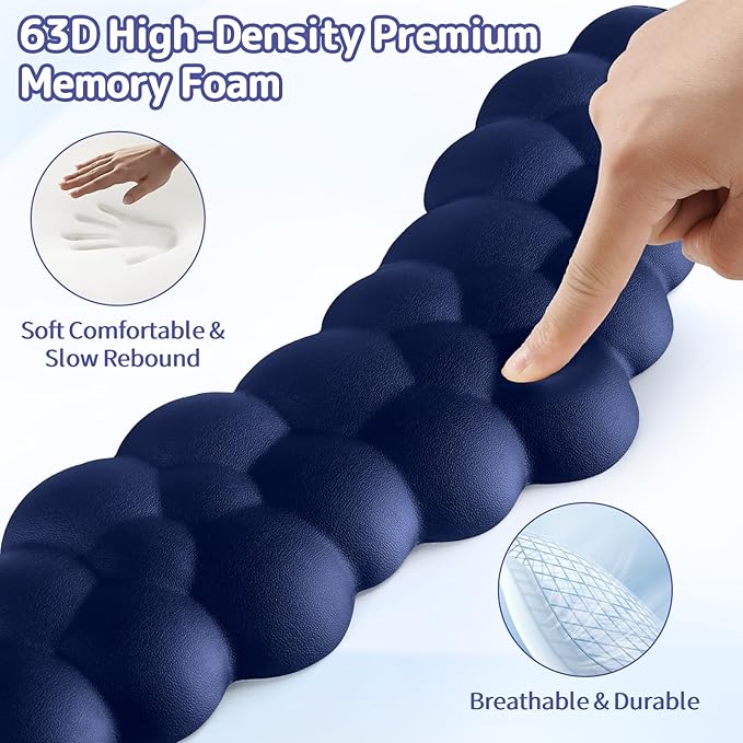 Sushret Cloud Wrist Rest for Keyboard and Mouse, Memory Foam PU Leather Keyboard Wrist Rest with Ergonomic Support, Non-Slip Base, Cute Arm Rest Pad & Palm Cushion, Office Desk Accessory, Dark Blue