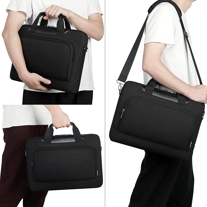DOMISO 17-17.3 Inch Laptop Bag Large Capacity Laptop Shoulder Case for Dell XPS/Inspiron 17/HP Pavilion 17, Black