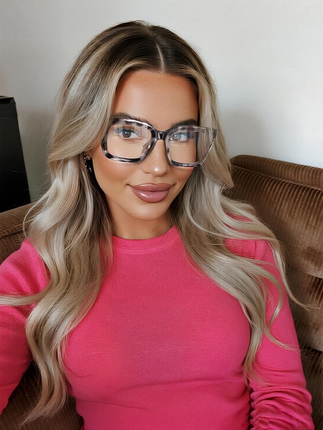 VISOONE Chunky Square Blue Light Blocking Glasses with Anti Computer Glare for Working Women Men MONTANA