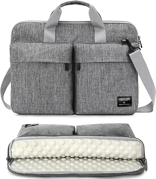 KINGSLONG Slim 17.3 inch Laptop Bag Sleeve Carrying Case with Shoulder Strap, Notebook Ultrabooks Computer Handbag Cover for Men Women Fit for Acer Asus Lenovo HP Toshiba Grey
