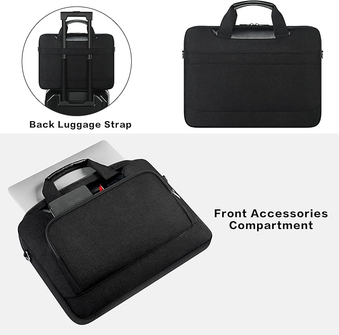 DOMISO 15-15.6 Inch Laptop Bag Business Briefcase Laptop Case Compatible with Lenovo 15.6" Ideapad 330/16" MacBook Pro/HP EliteBook 850 G3/Envy x360 15/Latitude 3580/Acer Chromebook/Asus,Black
