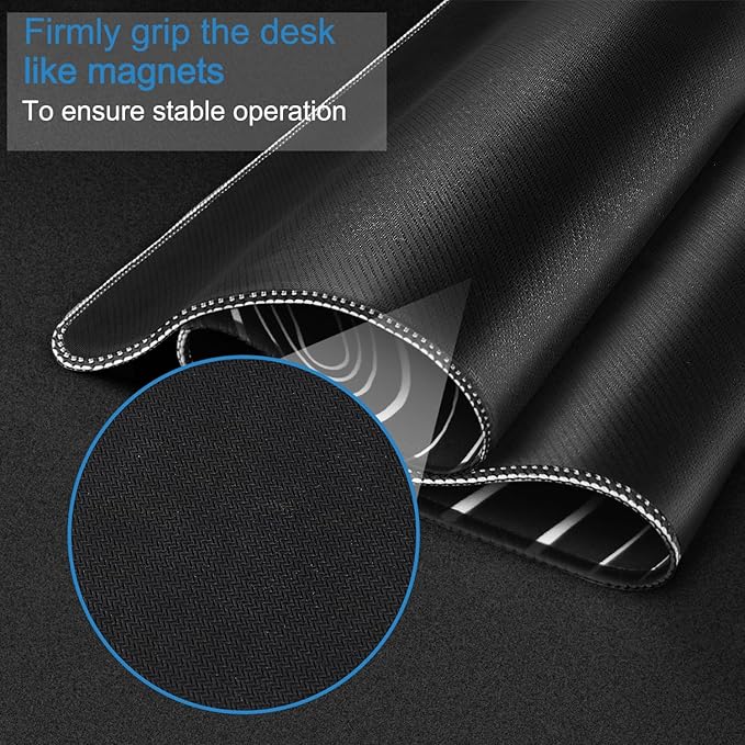 Extra Large Gaming Mouse Pad 31.5 x 11.8 in, Waterproof Mousepad with Stitched Edges, Premium Microfiber Cloth Surface, Non-Slip Base Keyboard Desk Mat for Home Office Gaming, Black White Lines
