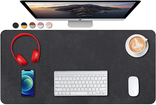 Dual Sided PU Leather Desk Pad, Mouse Pad, Office Desk Mat, Non-Slip Laptop Desk Pad, Waterproof Desk Writing Pad for Office and Home (31.5" x 15.7", Black)