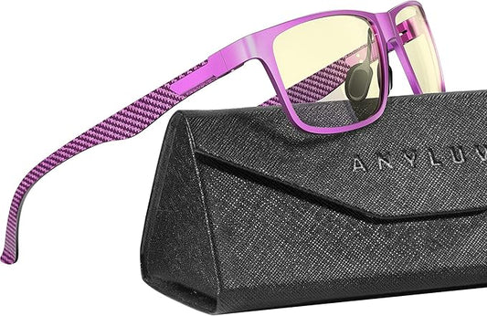 ANYLUV Carbon Fiber Reading Glasses for Men Women, Blue Light Blocking Computer Readers, Anti Glare Spring Hinge