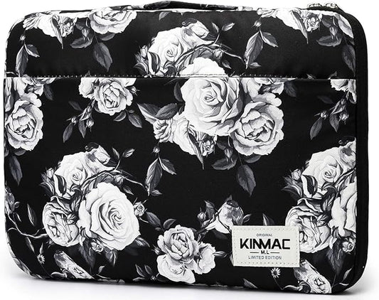Kinmac 360° Protective Laptop Sleeve Case Bag Cover with Handle for MacBook Air 15 inch, and 15 inch-15.6 inch HP,Lenovo,Dell,ASUS,Acer Notebook Computer (White Rose)