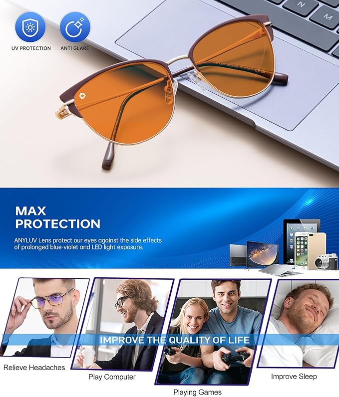 ANYLUV Blue Light Glasses for Woman Men, Womens Blue Light Blocking Glasses Computer Glasses Anti Eyestrain