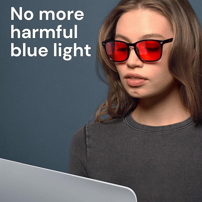 Gaoye Black with Red Lenses Blue Light Glasses for Computer & Gaming - Anti UV Ray Lenses, Scratch-Resistant & Comfort Fit