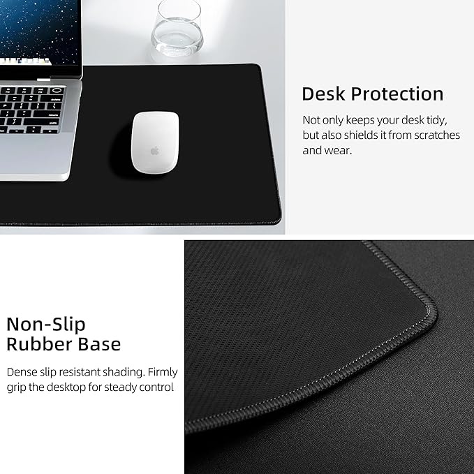 Mouse Pad with Wireless Charging, Gaming Mouse Pad with Ultra-Smooth Surface, Large XXL Desk Mat, Non-Slip Mouse Mat, Waterproof Computer Keyboard Pad for Gaming, Desk, Office, PC, 900x400x4MM, Black