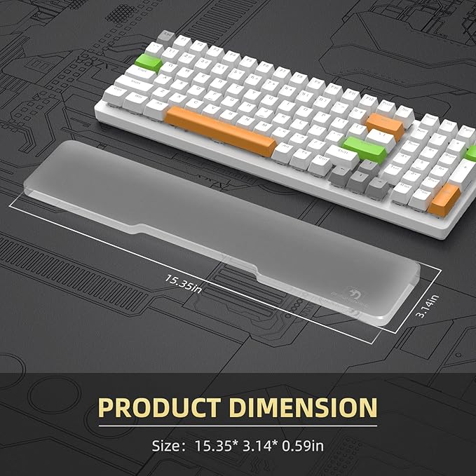 SELORSS Acrylic Keyboard Wrist Rest 98-Key Mechanical Keyboards Ergonomic Palm Rest for Computer Keyboard,Anti-Slip Base,Wrist Pad for Laptop,Office & Home-Easy Typing