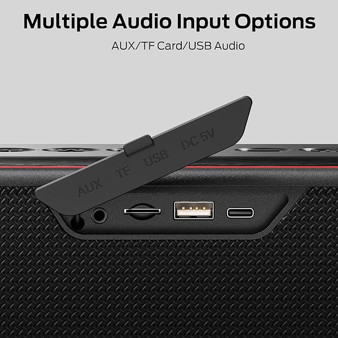 Monster Shock Pro Bluetooth Speaker with Strap, 80W Loud Speaker with Deep Bass, Portable Wireless Speakers with TWS, Long Playtime & Waterproof for Outdoors/Indoors, Supports AUX/TF Card/USB Audio