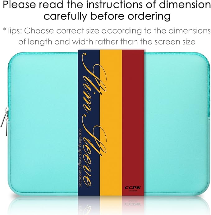 CCPK Laptop Sleeve 15.6" for MacBook Pro 16 inch Mac Air 15 inch M4 M3 Compatible with Hp Lenovo Dell Acer Computer Laptop Bag Sleeve Carrying Case Cover Protective Skin 15.6-16 inch Accessories, Mint