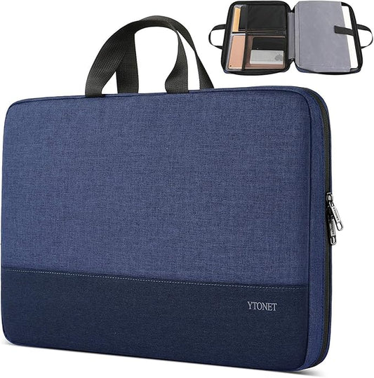 Ytonet Laptop Sleeve Case 15.6 Inch, Slim Water Resistant TSA Laptop Cover with Handle Protective Computer Carrying Case Compatible with MacBook Air/Pro HP Dell Lenovo Asus Notebooks, Dark Blue