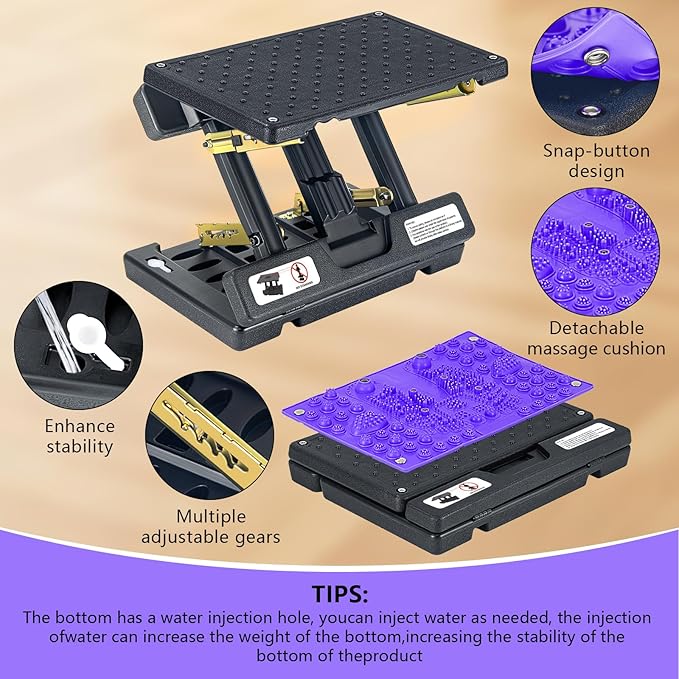Footrest for Under Desk at Work, Height Adjustable Foot Rest with Reflexology Pad, Foldable Ergonomic Foot Stool for Muscle Tension Relief, Suitable for Office, Home & All-Season Use(Purple)