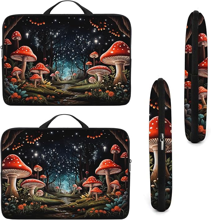 Laptop Sleeve Bag with Handle Computer Protective Soft Cover Case for 14 Inch 13 Inch Laptop,Forest Musnroom