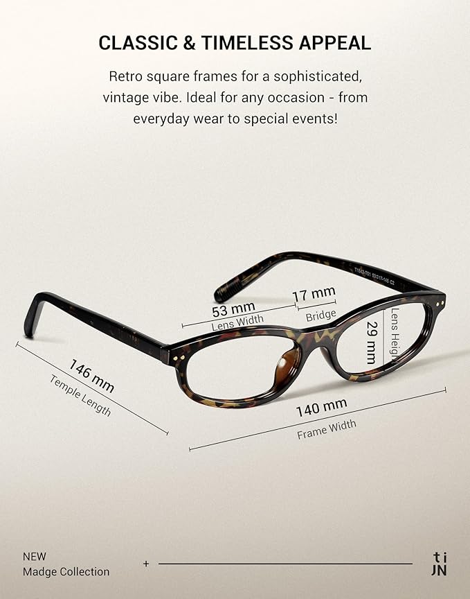 TIJN Blue Light Blocking Glasses Women Men Retro Cat Eye Square Oval Anti Glare Screen Computer Gaming Daily Eyeglasses TR90