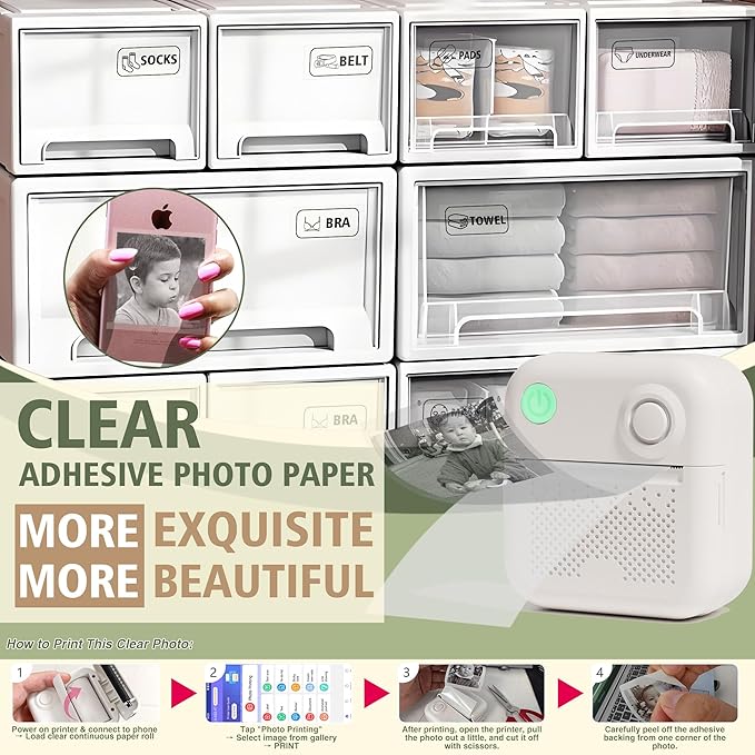 KEEPHOPE Label Maker Machine with 6 Waterproof Tapes, Thermal Label Maker, Portable Mini Bluetooth Label Printer with Clear Tape for Home, Kitchen, School, Office Organization