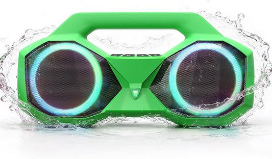 OZJ Bluetooth Speaker 80W(Peak) Loud with Bass, 20H Playtime, IPX7 Waterproof, RGB Lights, TWS, Large Portable Wireless Speakers for Outdoor, Home, Party, Pool, Beach, Tailgating, Gym, Work (Green)