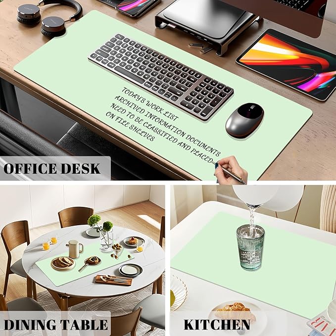 Dry Erase Desk Mat, Waterproof Desk Pad, Erasable Writing White Board for Making Plans, Non-Slip Large Desk Mat, Desktop Dry Erase Board for Office, Home, School (Green-1)