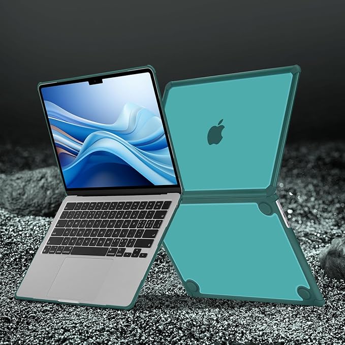 MOSISO Compatible with MacBook Air 13 inch Case M5 2026 M4 2025 M3 M2 2024-2022 A3449 A3240 A3113 A2681,3 in 1 Kit Crack-Resistant Heavy Duty Protective Plastic Hard Case with TPU Bumper, Teal Green