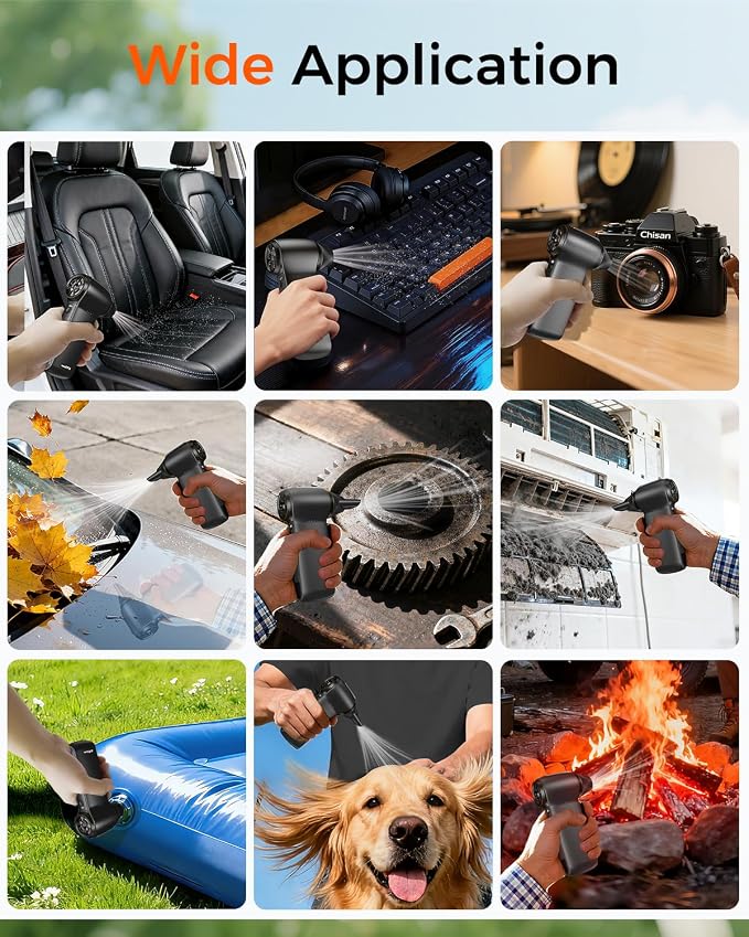 Compressed Air Duster 180000RPM – Super Power Cordless Electric Air Duster with 3-Speed Turbo Fan, Rechargeable Air Blower for Computer, Keyboard, Car, Camera & Home Cleaning - Image 7