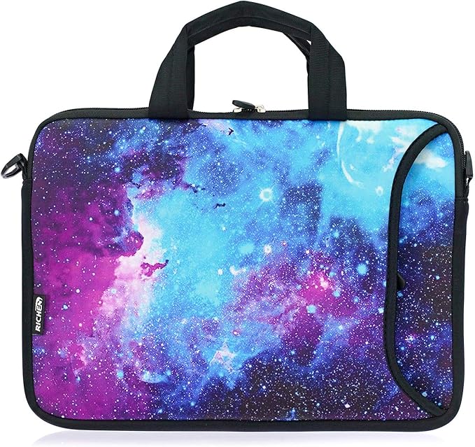 RICHEN 14-15.6 Inch Galaxy Laptop Shoulder Bag Messenger Bag Case Notebook Handle Sleeve Neoprene Soft Carpet Tablet Travel Accessories Pocket