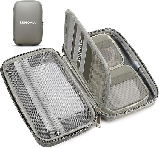 Hard Shell Tech Organizer – Protective Travel Case for Cables, Chargers & Accessories | Mid-Size Electronics Organizer with Removable Pouches
