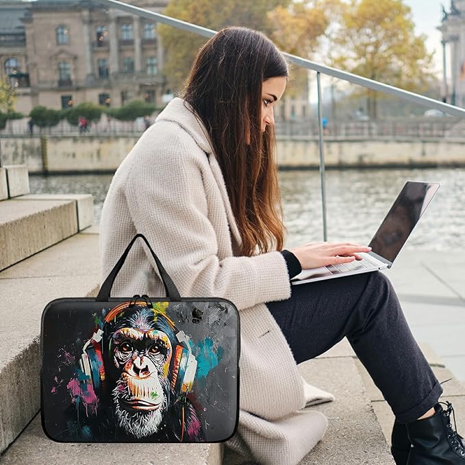Universal Laptop Sleeve Tablet Case 12 inch, Music Monkey Slim Carrying Case Durable Handbag Travel Laptop Bag for Surface Pro 9 8 7/Laptop Go 2 3, MacBook Air 11/12