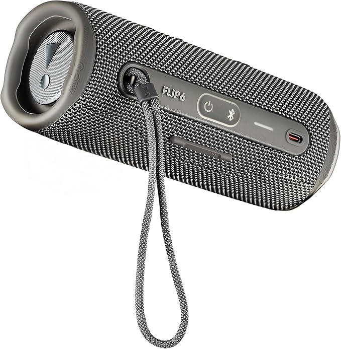 JBL Flip 6 Portable Wireless Speaker | Deep Bass Sound, IP67 Waterproof Rating | Bluetooth Audio for Outdoor, Travel, Beach, Hiking, and Home Use (Gray) with Travel Case + Microfiber Cloth
