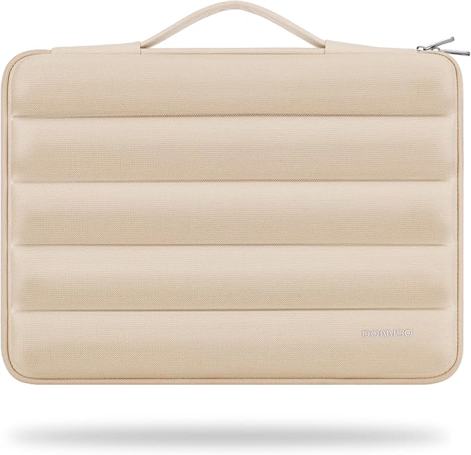 DOMISO 17.3 inch Laptop Sleeve Bag Shockproof Protective Carrying Case Water-Resistant Handbag with Handle Compatible with 17.3" Notebook/HP Pavilion Envy 17/Dell/IdeaPad/LG Gram/MSI,Beige