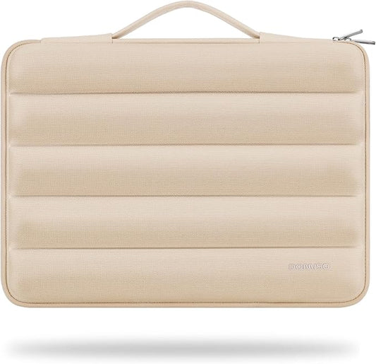 DOMISO 17.3 inch Laptop Sleeve Bag Shockproof Protective Carrying Case Water-Resistant Handbag with Handle Compatible with 17.3" Notebook/HP Pavilion Envy 17/Dell/IdeaPad/LG Gram/MSI,Beige