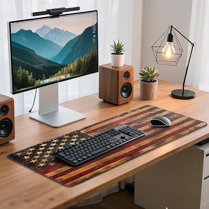 Mouse Pad Gaming - Desk Mat for Keyboard and Mouse - Large Mouse Pads for Desk, Gaming Mousepad with Non-Slip Base, Desks Pad (31.5" X 11.8") for Game (American Antique Flag, 31.5L x 11.8W inches)