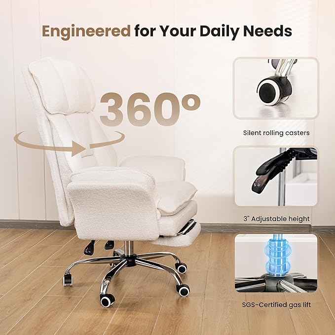 Big and Tall Office Chair, Flip Armrests for Pets & Cross Legged Sitting, Executive Ergonomic Computer Gaming Chair with Foot Rest, Premium Tech Fabric Wide Seat Reclining Desk Chair