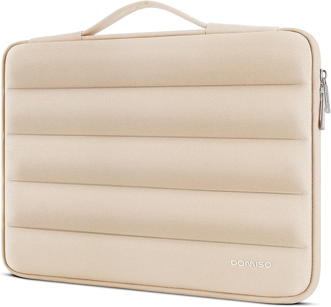 DOMISO 17.3 inch Laptop Sleeve Bag Shockproof Protective Carrying Case Water-Resistant Handbag with Handle Compatible with 17.3" Notebook/HP Pavilion Envy 17/Dell/IdeaPad/LG Gram/MSI,Beige