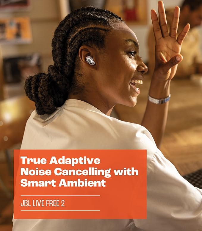 JBL Live Free 2 - True Wireless Noise Cancelling Earbuds, Up to 35hrs of Playtime, 6 mics for Perfect Calls with Zero Noise, IPX5 Waterproof, Oval Tubes for Better Comfort, Isolation, & bass (Blue)