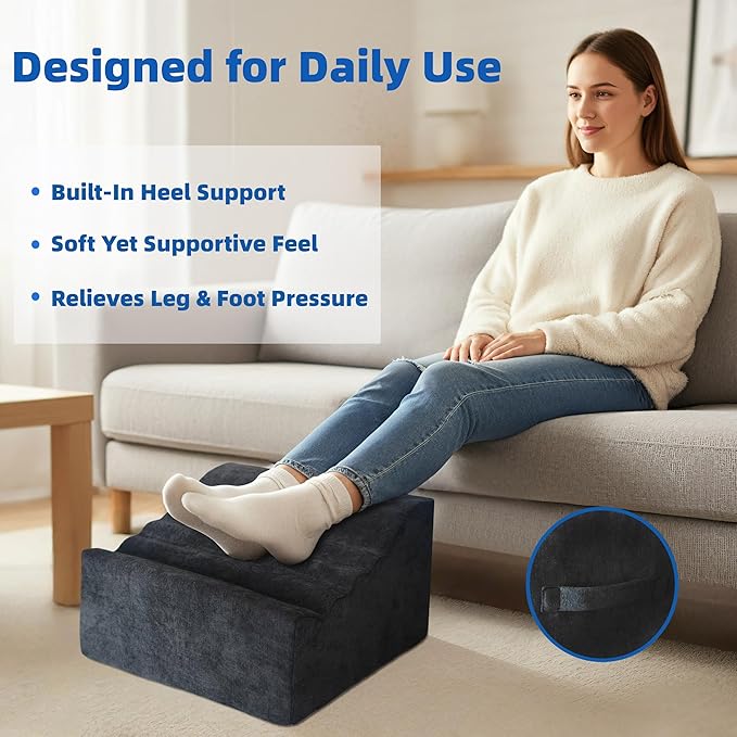 Foot Rest Under Desk, Comfortable Office Footrest, Ergonomic Foot Stool for Long Sitting with Curved Design Relieves Leg Pressure (Dark Gray)